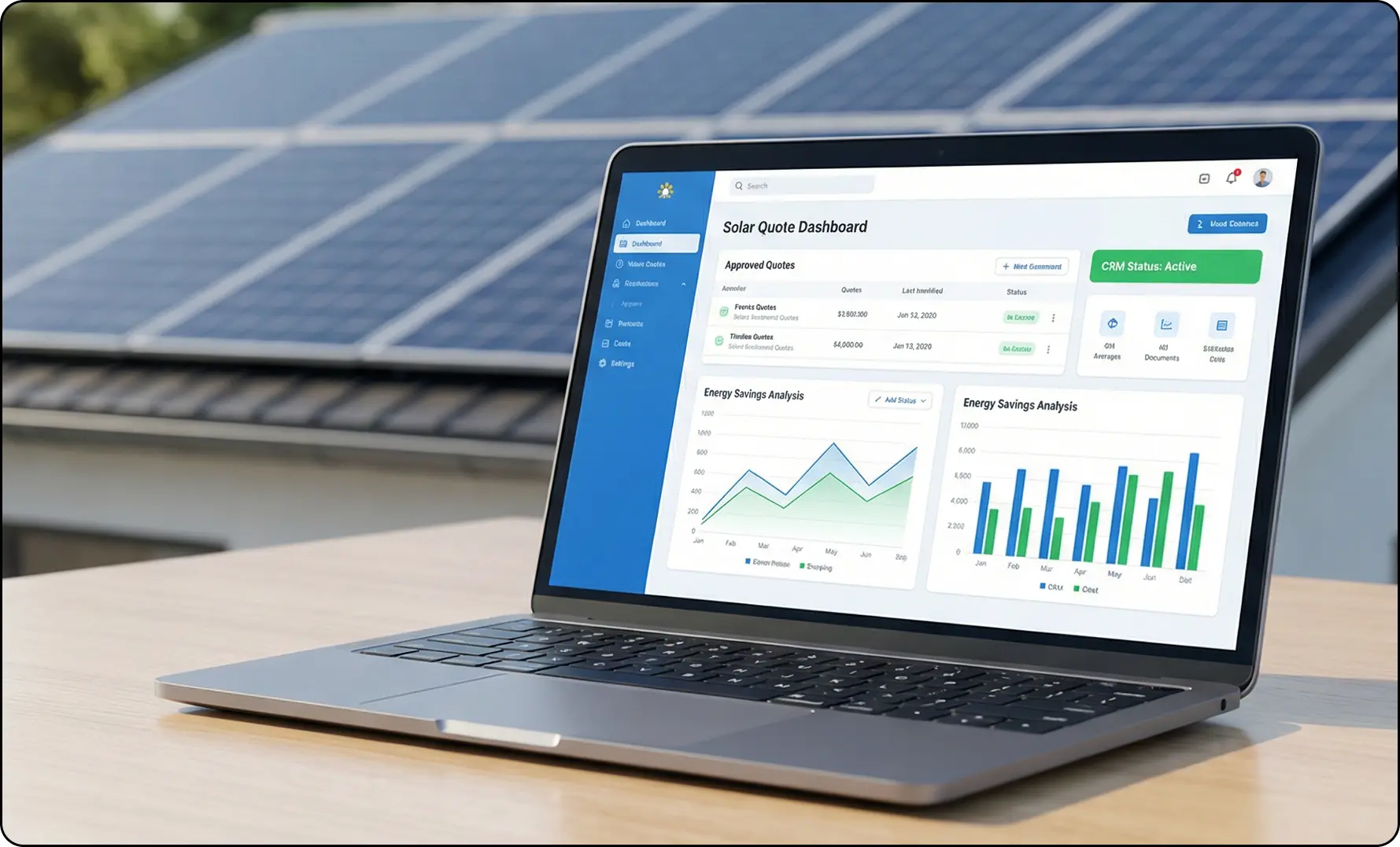 Tablet CRM dashboard